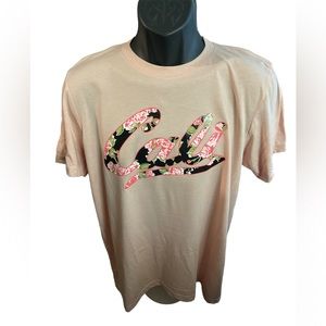 California flower design pink shirt